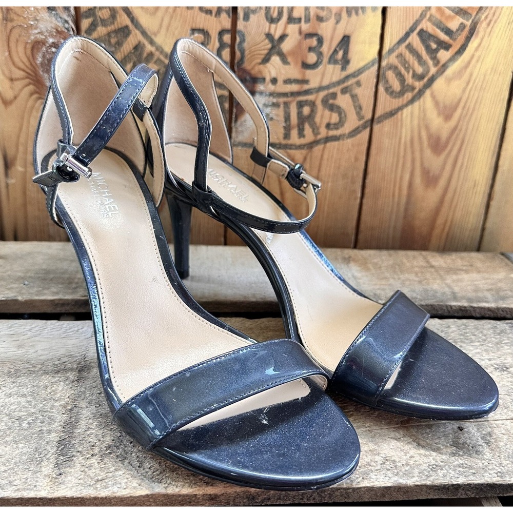 Michael Kors Strappy Stiletto Heels Womens 6 Blue Patent Leather Excellent
